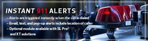 Instant 911 alert banner with siren